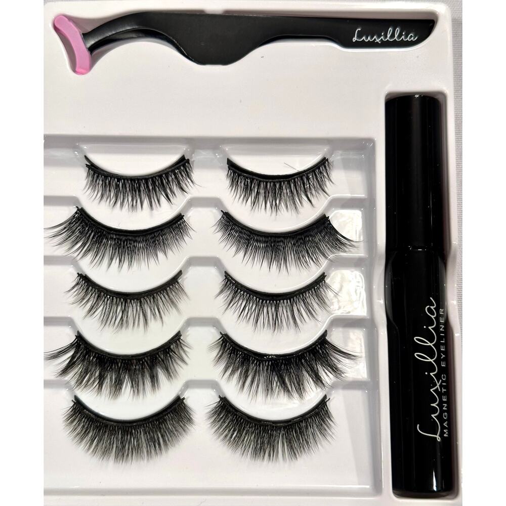 Luxillia Magnetic Lashes with Magnetic Eyeliner and Tweezers 5 pair